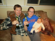 Andy and Sarah Enjoy a Beer With Jacob